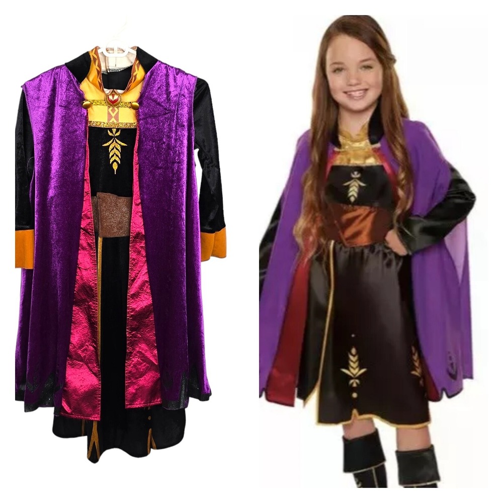 DIsney Frozen 2 Anna Travel Adventure Dress Deluxe 2pc Costume M(8-10) Halloween